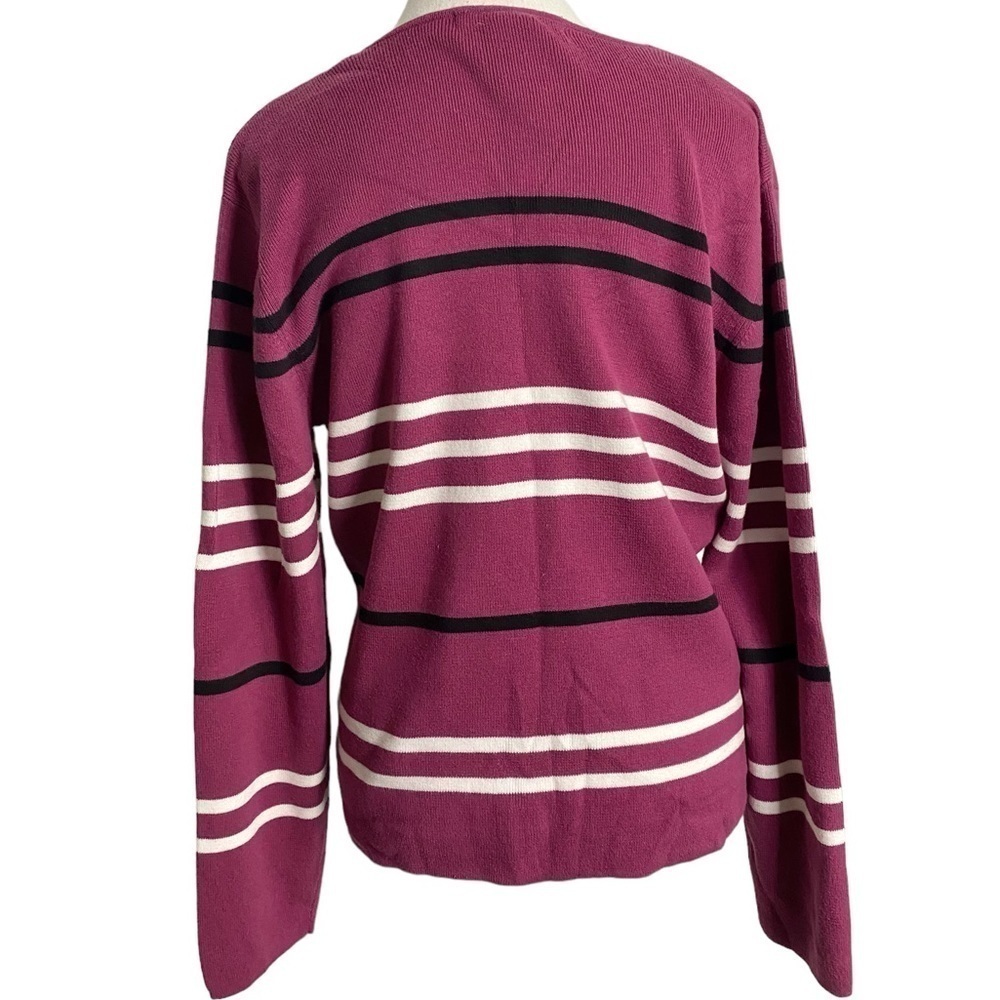 Geoffrey Beene V-Neck Striped Long Sleeve Top - Picture 2 of 11